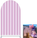 FiVan Arch Covers Stretchy Purple Stripes Backdrop for Birthday Baby Shower Party Decoration 4x7ft Baptism Background Props by FiVan