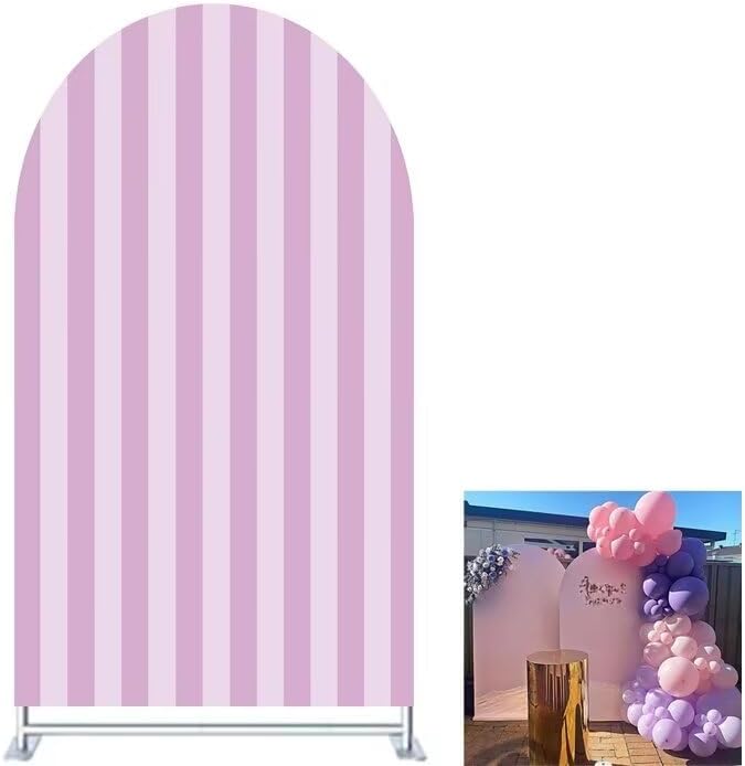 FiVan Arch Covers Stretchy Purple Stripes Backdrop for Birthday Baby Shower Party Decoration 4x7ft Baptism Background Props by FiVan