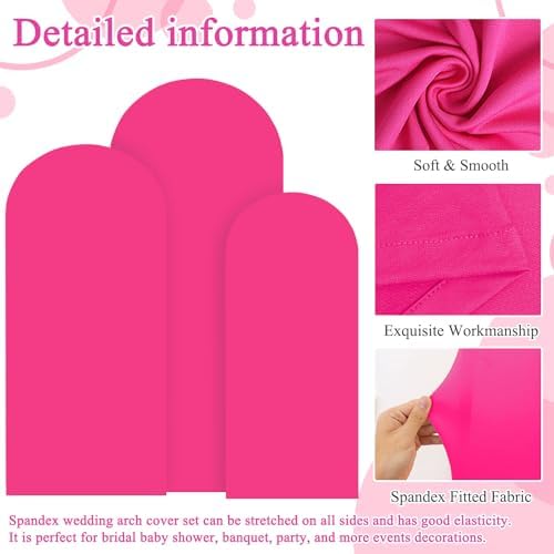 FOTSHARER Hot Pink Arch Cover Set of 3 Spandex Arch Cover Backdrop Fabric 4FT 5FT 6FT Chaira Wedding Arch Stand Covers Balloon Round Top Arched Covers Stretchy Backdrop Fuchsia Decor - Image 4