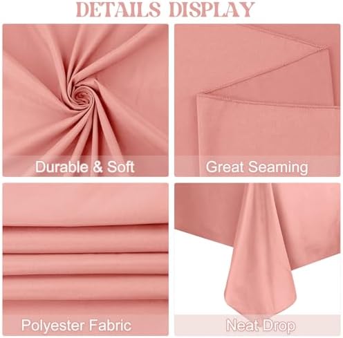 4 Pack Square Table Cloth 52x52 Inch Tablecloth Machine Washable Fabric Polyester Table Cover for Dining, Buffet Parties, Picnic, Events, Weddings Decor（Dusty Rose） - Image 4
