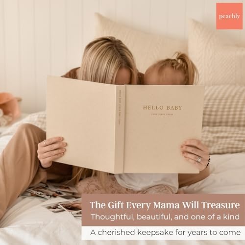Peachly Unisex Baby Memory Book - First Year Baby Book Keepsake - Olive - Image 5