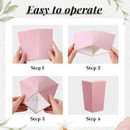 Baderke 201 Pcs Popcorn Boxes and Clear Treat Bag Set Bulk Wedding Popcorn Containers 6.7' Open Top Paper Popcorns Bag with Treat Candy Bags & Packing String for Party Movie (Gradient Pink) - Image 3