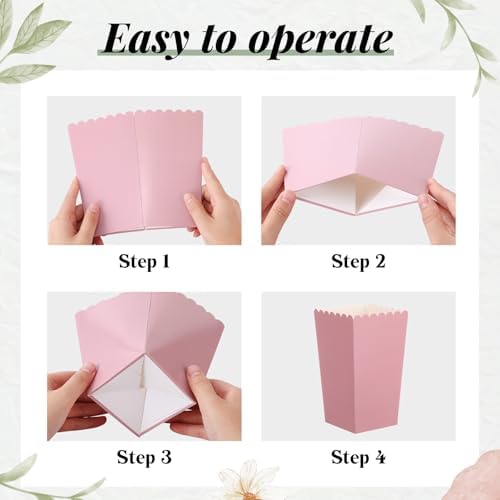 Baderke 201 Pcs Popcorn Boxes and Clear Treat Bag Set Bulk Wedding Popcorn Containers 6.7' Open Top Paper Popcorns Bag with Treat Candy Bags & Packing String for Party Movie (Gradient Pink) - Image 3