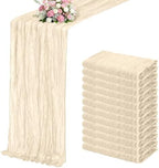 Ivory Boho Cheesecloth Table Runner 12 Pack 17x108 Inch Sheer Gauze by Unknown