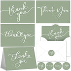 Naozinebi 100 Pack Thank You Cards with Envelopes and Stickers 6x8 Inches Green Sage Thanks Greetings Card Minimalistic Elegant Blank Cards for Wedding Baby Shower Birthday Holiday Supplies by Naozinebi