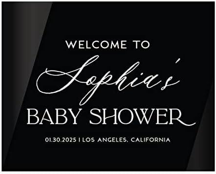 Andaz Press 16"x20" Black Acrylic Personalized Baby Shower Welcome Sign, Gender Neutral Large Custom Sign for Easel Stand, Baby Shower Decorations by AndazPress