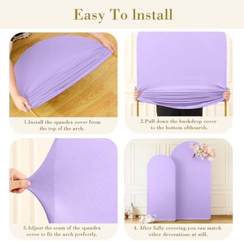 Lavender Arch Backdrop Cover Set of 2-7.2 and 6ft Lilac Light Purple Arch Covers Stretchy Backdrop Spandex Baby Shower Arch Stand Covers for Girls Birthday Party Wedding Bridal Shower Photo Background - Image 6