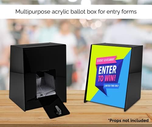 Locking Ballot Box 8.75" Countertop Raffle Thoughts or Suggestion Forms Collection Bin Black Acrylic by Marketing Holders - Image 5