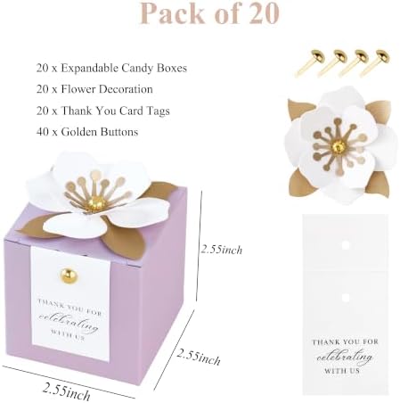 FEIYI 20 PCS Favor Boxes, Lilac Candy Boxes 2.55x2.55x2.55 - Image 2