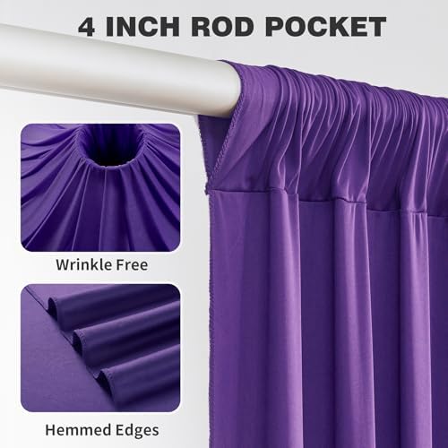 10ftx12ft Purple Backdrop Curtains for Wedding Parties, Wrinkle Free Polyester Photo Backdrop Drapes 2 Panels 12 ft Long Back Drop Cloth for Girl's Birthday Party Photography Background - Image 2