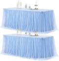 Baby Blue Tablecloth Rectangle Table Cover 6 Foot Table, Baby Blue Tulle Table Skirt Rectangle Table 6ft Stretch Tulle Tablecloth Skirt Fitted Elastic Birthday Party Baby Shower Light Blue Tablecloth by HBBMAGIC