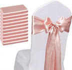 Pack of 50 Wedding Satin Chair Sashes Blush Pink Bows 7x108inch Ribbon Fabric Bands for Banquet Party Hotel Restaurant Ceremony Event Chairs Knots Ties Decorations - Blush Pink, 50PCS - Image 2