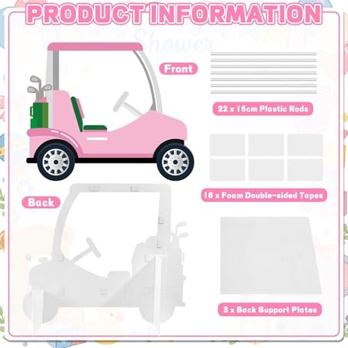 3.94 Ft Pink Golf Cart Corrugated Plastic Standee Photo Prop - Image 4