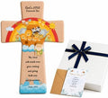 Onism Wooden Wall Cross for Baby Boy, Noah's Ark Baptism Gift, 8 in Beech by Onism