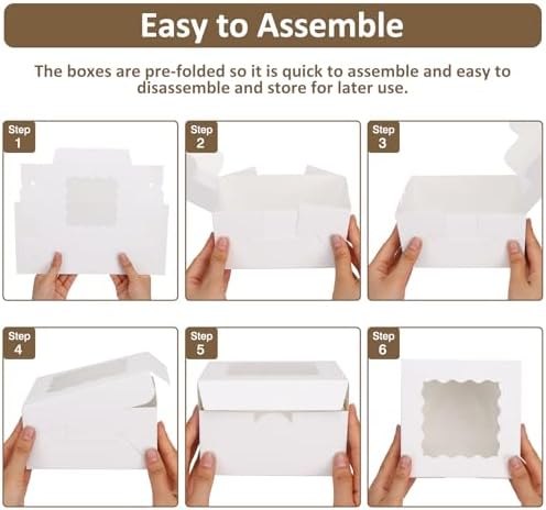 Moretoes 80pcs Cookie Boxes with Window, 6x6x3 Inches White Bakery Boxes - Image 4