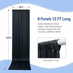 40ftx12ft Black Wrinkle Free Backdrop Curtains for Wedding Parties, 8 Panels 5x12 ft Long Silky Polyester Fabric Backdrop Drapes Black Photo Back Drop Cloth for Graduation Photography Background - Image 4