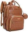 BabbleRoo Leather Diaper Bag Backpack - Baby Essentials Travel Baby Bag, Multi function, Water Resistant, with Changing Pad, Stroller Straps & Pacifier Case – Unisex, Natural Brown by BabbleRoo