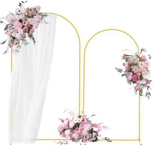 Bazen Wedding Arch Backdrop Stand 7.2FT, 6.6FT Set of 2 Metal Arch Backdrop Stand for Birthday Party Wedding Ceremony Bridal Baby Shower Banquet Party Event Decor by Bazen