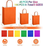 MIMIND 144 Pieces Paper Gift Bags with Handles Rainbow Assorted Sizes Treat Bags Bulk Goodie Bag for Party Supplies Baby Shower Birthday Wedding Merchandise Retail Shopping Bag - Image 2