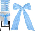 Large Satin Bow Decor with 50 Pack Chair Sashes - Perfect for Birthday, Wedding, Parties & Baby Shower | 24x36 Inch Giant Bows for Room Decor | Wide Fabric Ribbons for Banquet Chairs (Sky Blue) by Galetcy