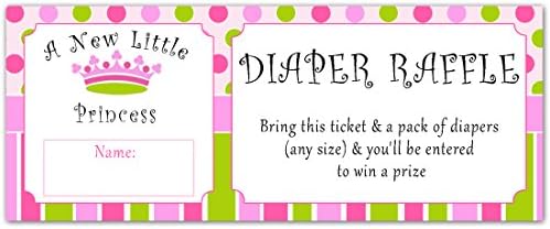 50 Diaper Raffle Tickets Baby Girl Shower Princess Pink Mint Green Polka Dots by Unknown