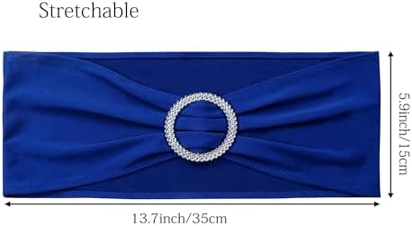 50 PCS Spandex Royal Blue Chair Sashes with Slider Buckles for Wedding Chairs Bows Bands Fitting Party Feast Birthday Banquet Restaurant Event Bridal Baby Shower Decoration - Image 3