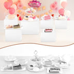 10PCS White Acrylic Buffet Risers with Small Signs and Marks,Food Display Risers for Buffet Table,Dessert Table Display Set for Catering Supplies,Acrylic Stand for Party Wedding Baptism Birthday - Image 5