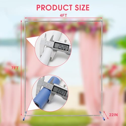 Wedding Arch,7 x 4 FT Metal Arch Backdrop Stand with Support Feet Base,Square Arched Frame for Birthday Party Ceremony Event Balloon Arches Decoration - Image 4