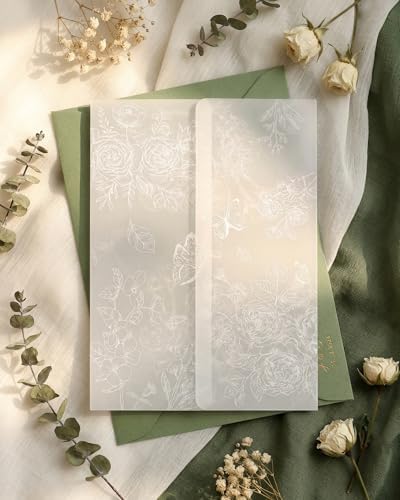Vellum Paper 5x7 Pre-Folded White Floral Butterfly, Vellum Jackets 100 Pcs - Image 5