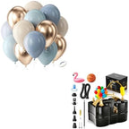 Dusty Blue Gold Balloons Kit 60pcs 12 inch Baby Blue Sand White Champagne Gold Helium Latex Balloons and Electric Balloon Pump by Bezente