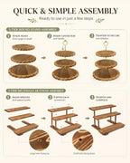 Wooden Dessert Table Display Set, 6-Piece Cake and Cupcake Stand Combo - Image 3