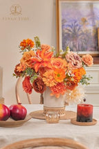 TINGE TIME Fall Artificial Flower Combo, Rose Dahlia Burnt Orange - Image 4