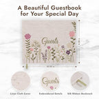 Linen Floral Embroidered Photo Wedding Guest Book - Pink Guestbook to Sign - Image 2