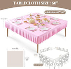 Wish Care Pink Spandex Tablecloths for 60x60 Inch Square Tables, Stretch Fitted Table Clothes with Pleated Ruffle Skirt for 60” Table, Wrinkle Free and Elastic, for Party Kitchen Home Dining - Image 4