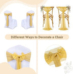 MDS Pack of 125 Chiffon Chair Sashes for Wedding & Event Décor - Gold - Image 4