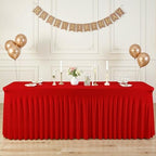 4 Pack Red Spandex Tablecloths for Rectangle Tables 8 Foot Red Stretch Table Cloth Rectangle 8ft Elastic Fitted Table Cover Fabric with Skirt for Wedding Graduation Birthday Party Banquet Buffet - Image 2
