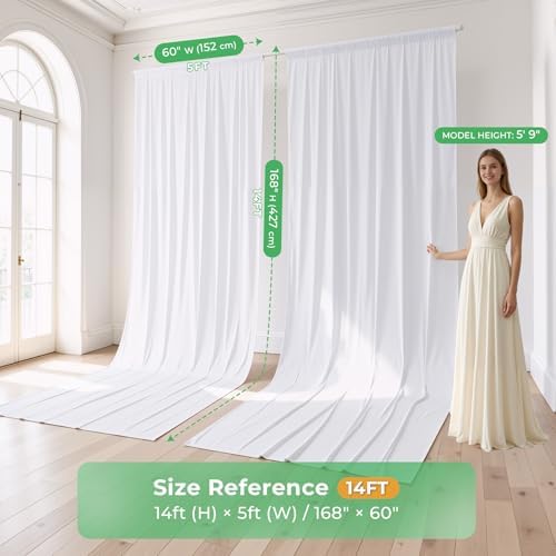 50ftx14ft White Backdrop Curtain for Wedding Parties - Image 2