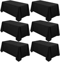 6 Pack Tablecloth 90 x 156 inch Polyester Table Cloth for 8 Foot Rectangle Tables,Stain and Wrinkle Resistant Washable Fabric Table Covers Polyester Black Table Clothes for Wedding,Party,Banquet by YMHPRIDE