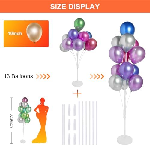 4 Sets of Balloon Stand Kit - 62in Balloon Stands with Base, Balloon Sticks, Decorations for Party Birthday Wedding Baby Shower Gender Reveal Graduation - Image 5