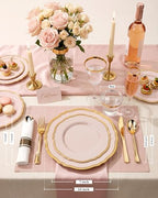 Hioasis 350 Pcs Pink and Gold Plastic Plates for Wedding & Party - Image 2