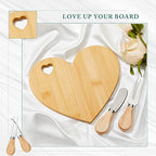 Patelai 12 Set Bridal Shower Game Prize Heart Cheese Board, Bamboo Color - Image 6