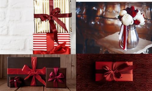 50 Metres Satin Ribbon Dark Red 3 mm Satin Ribbon Bordeaux Ribbon Dark Red Satin Decorative Ribbon Wine Red Gift Ribbon Christmas Decoration Gift Packaging Wedding Ribbon Wine Red - Image 4