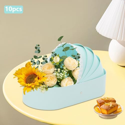 Liffshsy 10pcs Baby Shower Flower Basket Gift Box, Blue Cradle Floral Basket Decorative Boxes, Small Companion Gift Box Flower Arrangement Basket for Birthday Party Prenatal Party Wedding - Image 5