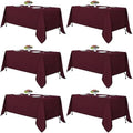 Fitable 6 Pack Burgundy Tablecloths 70x108 Inch for 6 Foot Rectangle Tables by Fitable