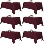 Fitable 6 Pack Burgundy Tablecloths 70x108 Inch for 6 Foot Rectangle Tables by Fitable