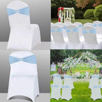 Spandex Baby Blue Chair Sashes Bows 50 PCS Stretch Chair Cover Band - Image 5