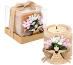 Ju's Favors Wooden Candle Holders Set of 10 for Baptism Gift, Christening Party Favors, Guest Favors,Baby Shower Party Favors. (Light brown - pink) by JusFavors