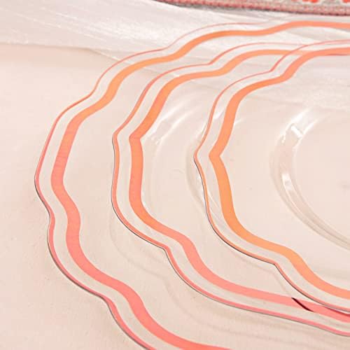 NOCCUR 150PCS Rose Gold Plastic Plates&Rose Gold Silverware-Include 30Dinner Plates, 30Salad plates, 90 Disposable Rose Gold Utensils- Ideal for Weddings/Party/Mother's Day - Image 4