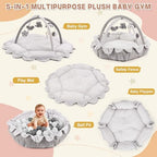 5-in-1 Baby Activity Gym & Play Mat with 6 Hanging Toys, Tummy Time Mat & Cards - Extra Large, Reversible Machine Washable Pad - Gift for Newborns, Infants 0-12 Months, Grey - Image 2