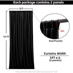 20x10FT Black Backdrop Curtains for Wedding Parties, Wrinkle Free Photo Backdrop Curtains for Wedding Birthday Party Baby Shower, Fabric Drape with Rod Pockets 5ft x 10ft, 4 Panels - Image 2